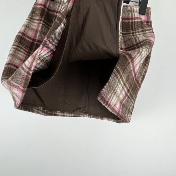 Forever 21 Women's Brown Pink Plaid Fully Lined Flannel Mini Skirt Size Small - Picture 2 of 13